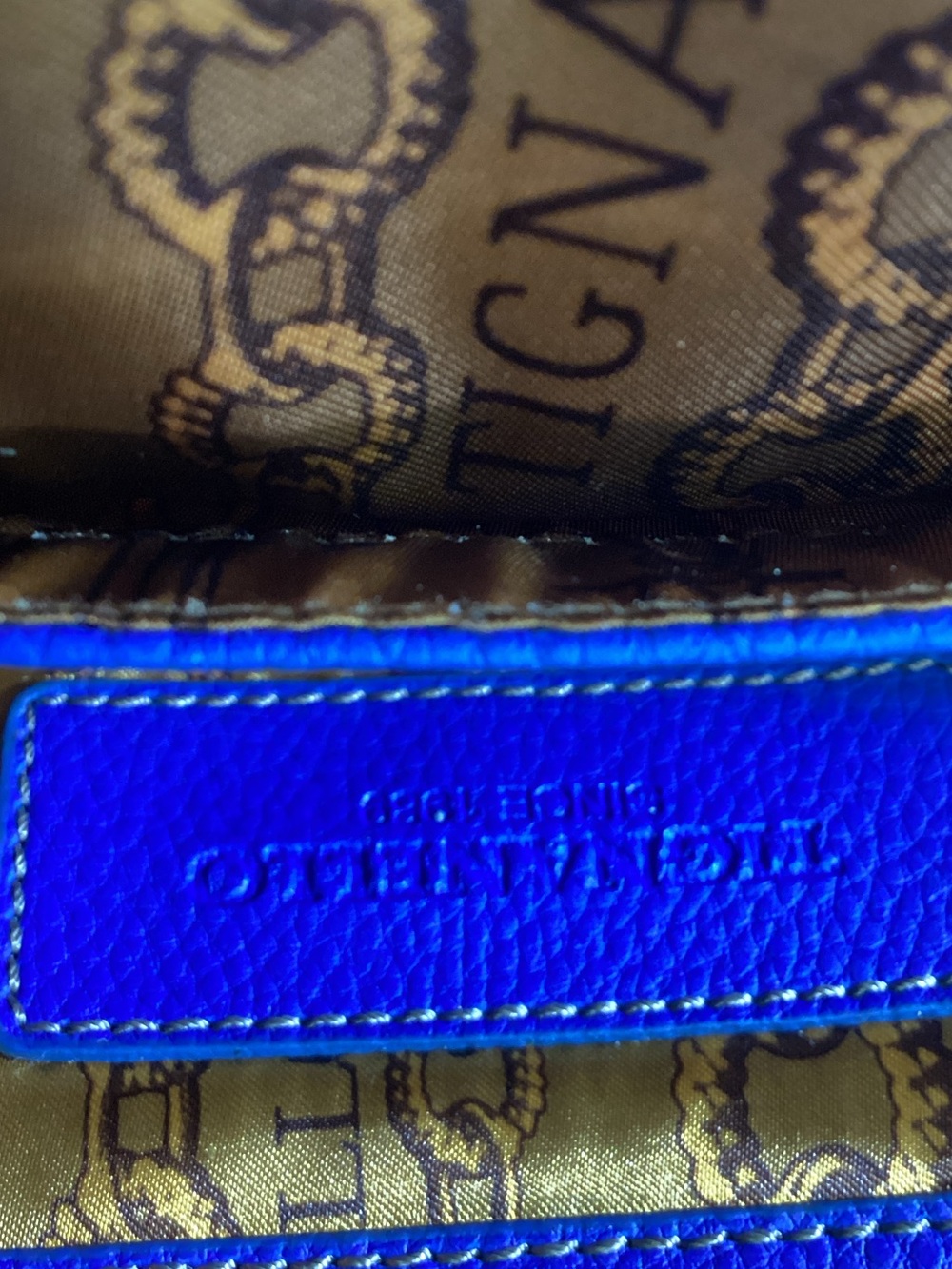 Bright Blue Tignanello Leather backpack Bag with Signature Lining - Picture 2 of 5